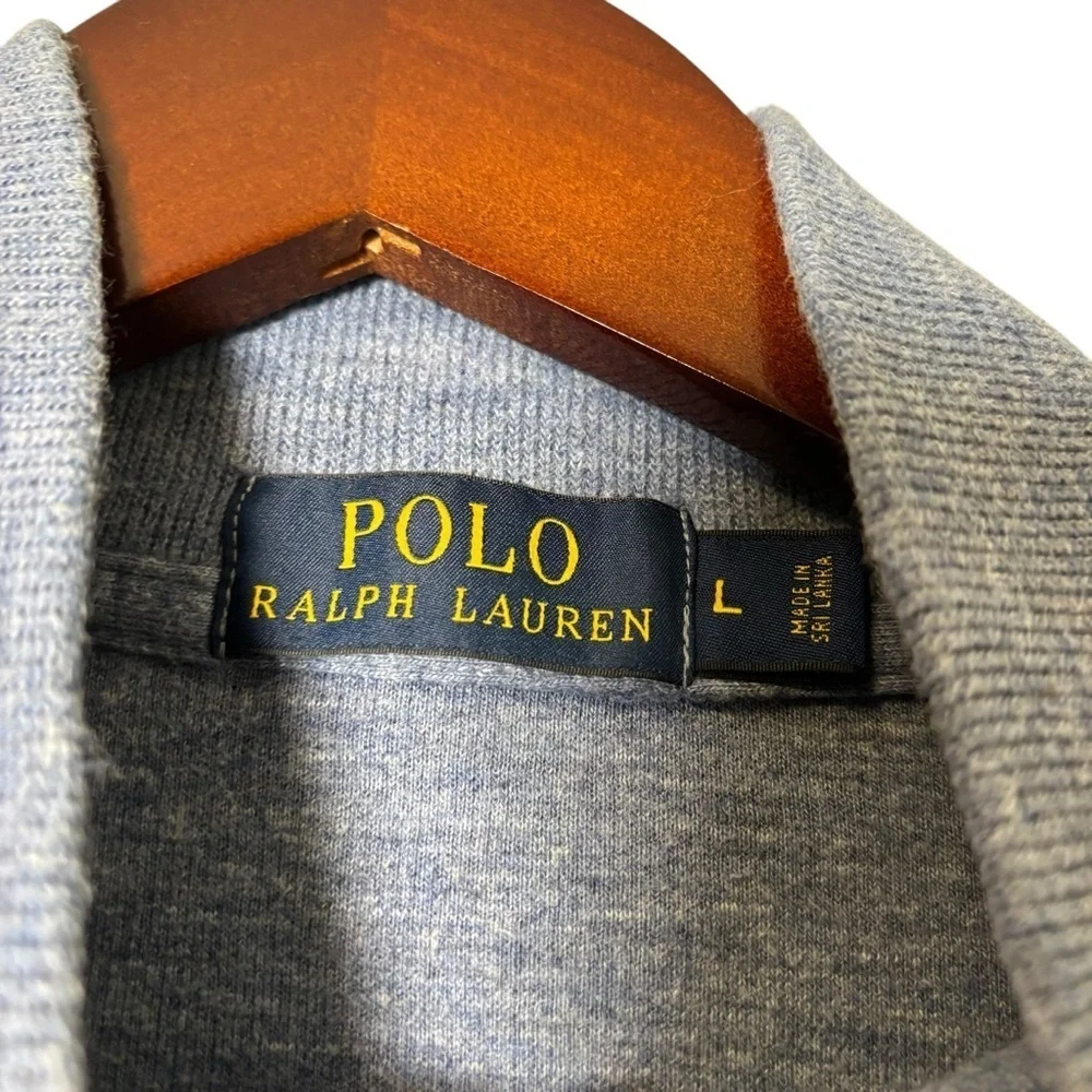 Polo Ralph Lauren Men's Estate Rib Quarter Zip Pullover Heather Blue Size Large